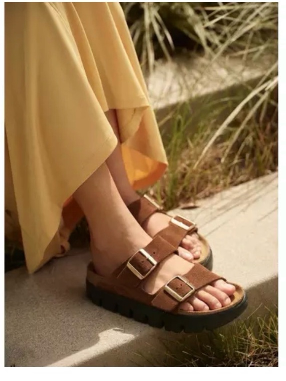 Birkenstock Arizona Pap chunky Double-Buckle Platform Slide Sandals -